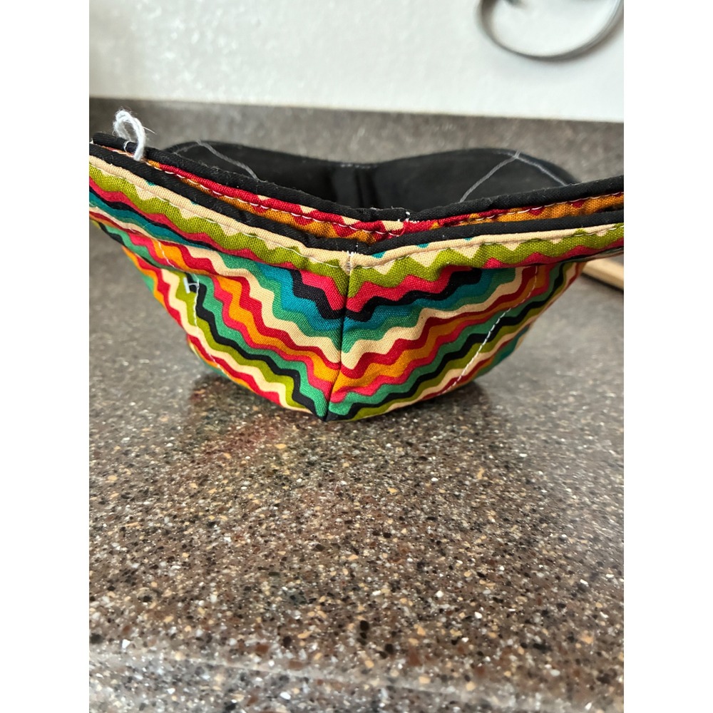 Handmade Quilted Microwave Bowl Cozy Reversible Chevron Zigzag Pot Holder (2)